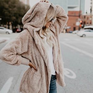 Hem & Thread Teddy Bear Hoodie - O/S